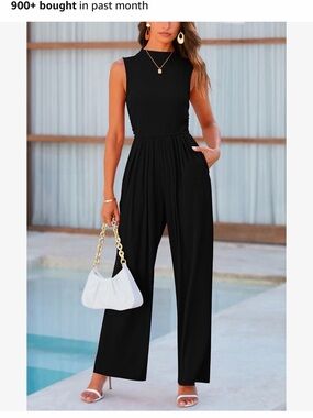 Classic Sleeveless Black Jumpsuit with High Neck